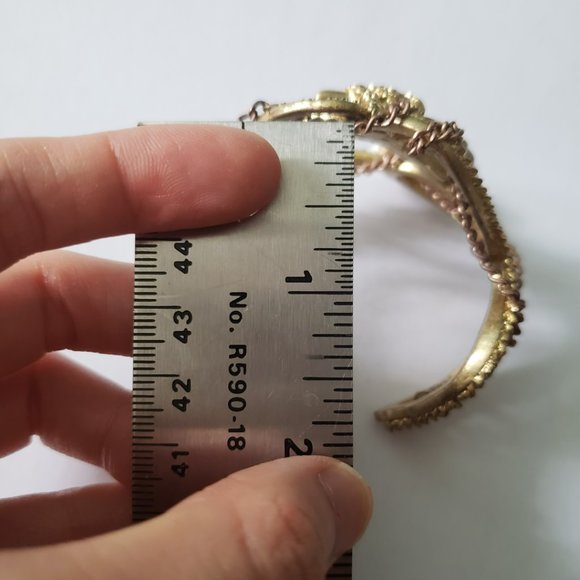 Gold Chain Skull Snake Shelf Cuff Bangle Bracelet - Picture 9 of 10